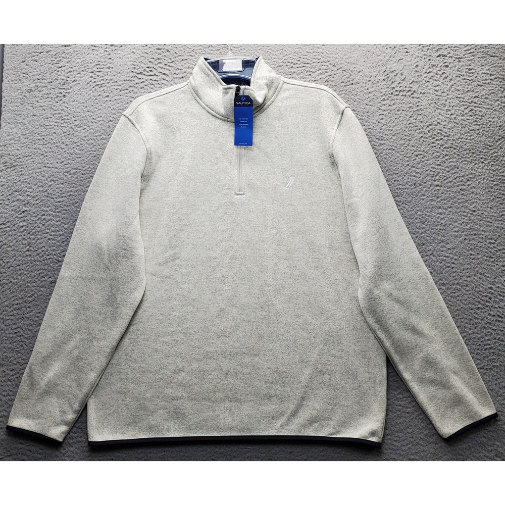 Nautica 1/4 Zip Pullover Sweater Mens XL Multi knitted Long Sleeve Mock-Neck